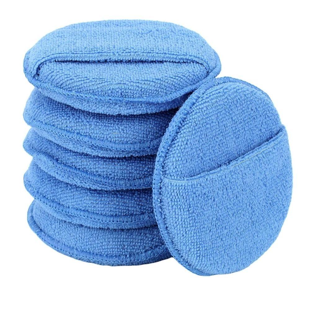6pcs Double-sided Cleaning Pads Rags Ultra-Soft Car Wax Applicator Pad Auto Detailing
