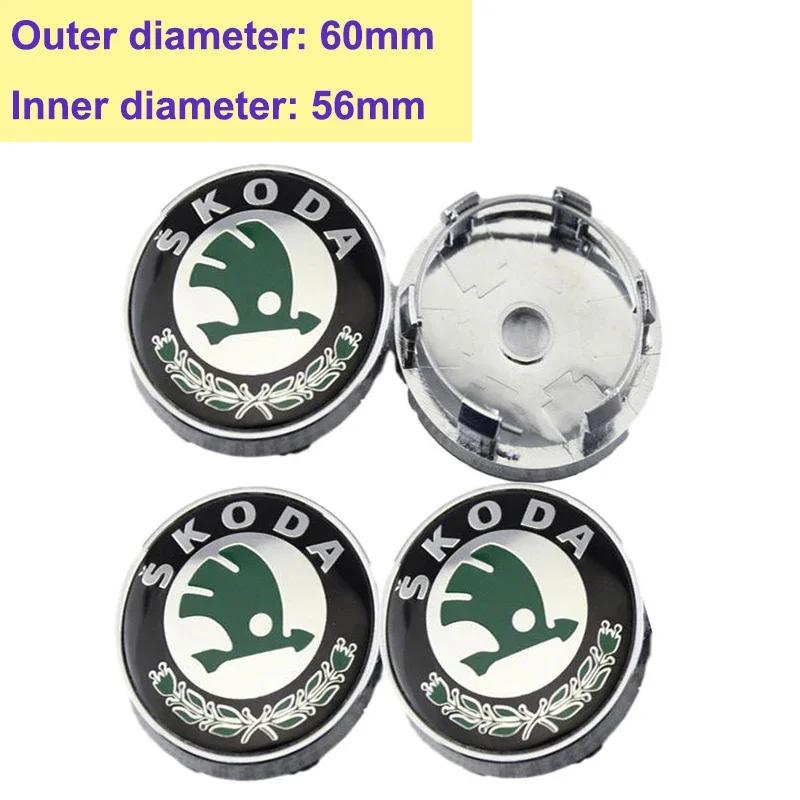 2025 Hot 56mm 60mm 65mm Car Wheel Center Metal Caps Styling for Skoda Logo Fabia Rapid Kodiaq RS Superb Kamiq Octavia A7 Tour Ye