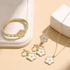 Clover Jewelry Set Light Luxury Natural Fritillary Plum Blossom Necklace Collarbone Chain Earrings Bracelet Female 2026