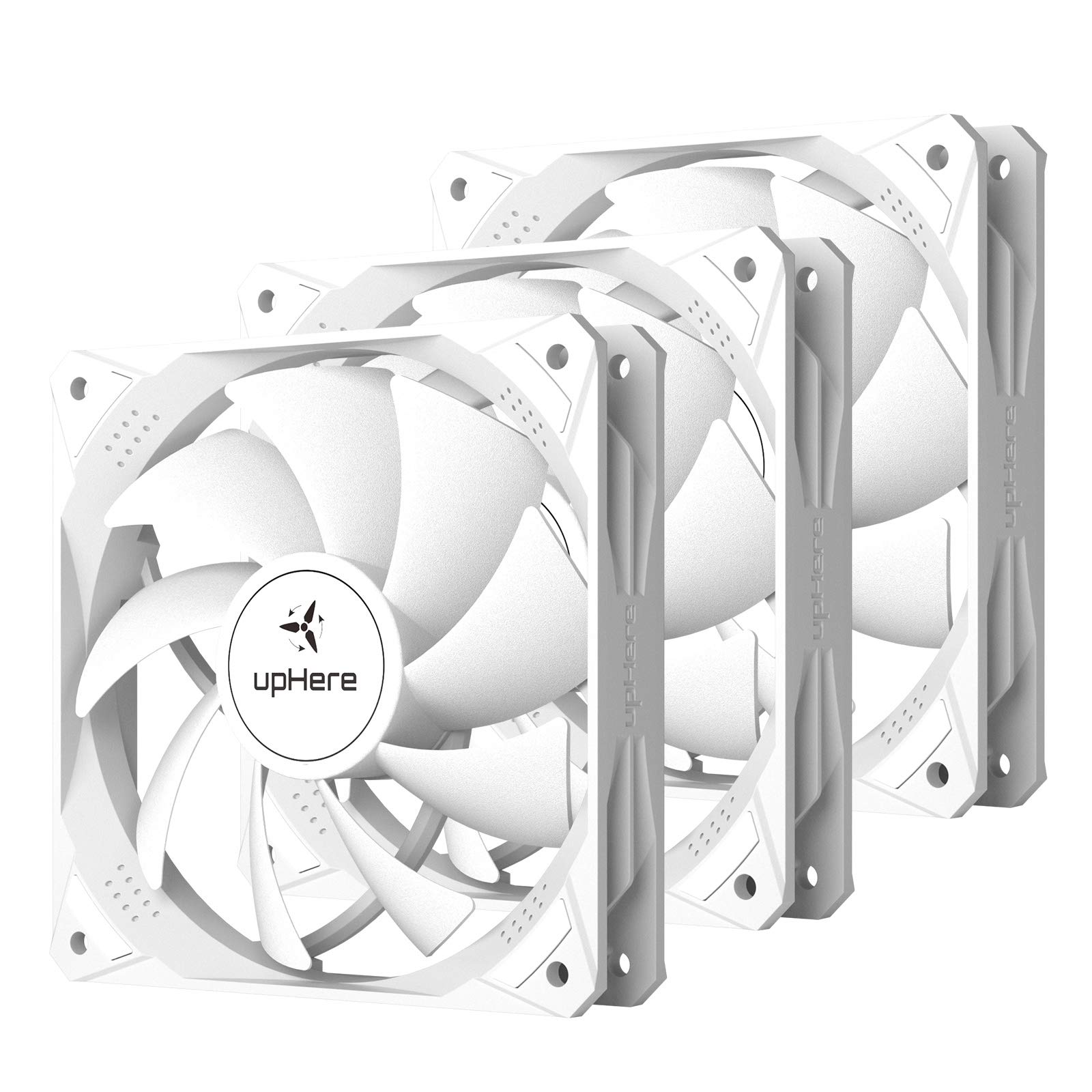 

upHere 120mm PC Case Fan 4PIN Connector PWM Quiet High Performance 3 Pieces Set White [NT12044-3] білий