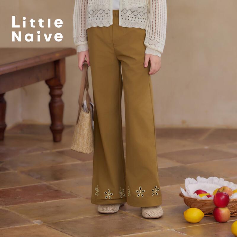 Little Naive Girls Embroidered Cool-Feel Straight Sun Protection Pants 110