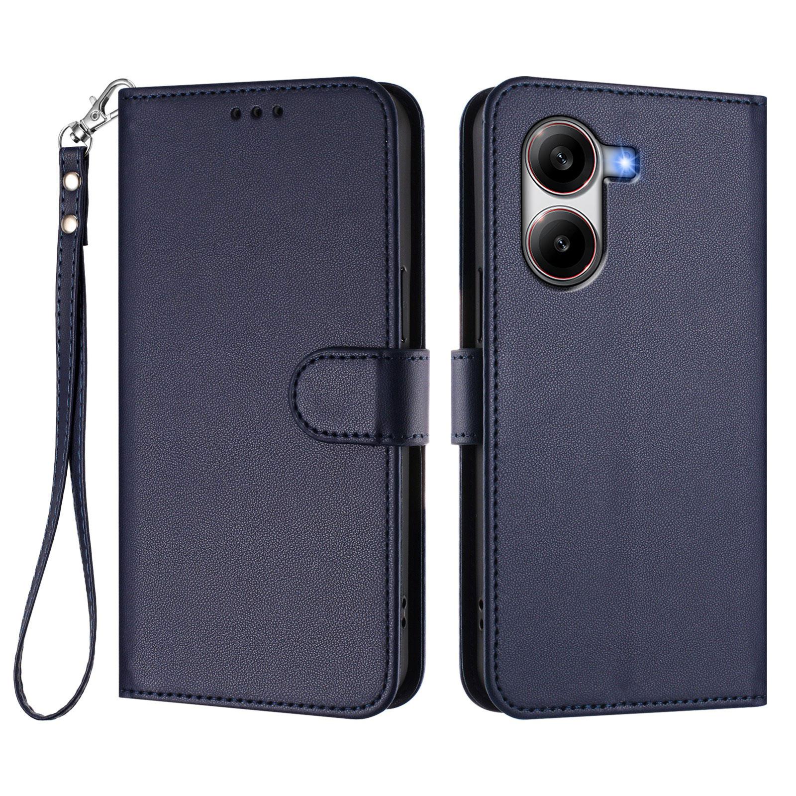 

For Xiaomi Redmi Turbo 4 5G/Xiaomi Poco X7 Pro 5G Leather Case Wallet Stand Phone Cover with Wrist Strap Blue