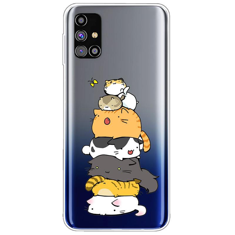 Clear Soft Cover for Samsung A31 A41 A51 A71 Case TPU Transparent Lovely Fashion Cases for Galaxy A71 Silicone Bumper Cat