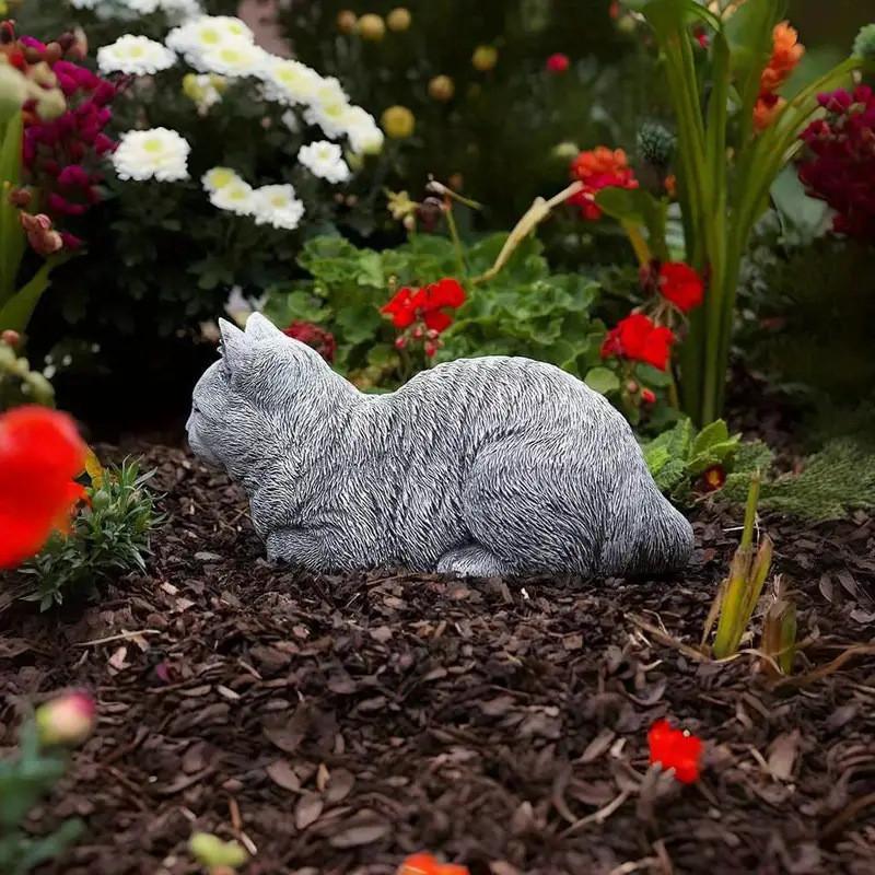 Figurina di Gatto in Resina Gatto Carino Addormentato Decorazione da Giardino Regalo per Amanti degli Animali