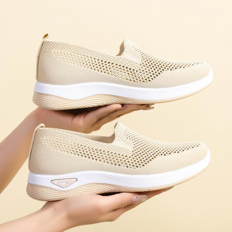 Fashion Women Knitting Sneakers Slip on Flat Shoes Lightweight Loafers Walking Sneakers Nusing Flats for Indoor Outdoor Zapatos Mujer