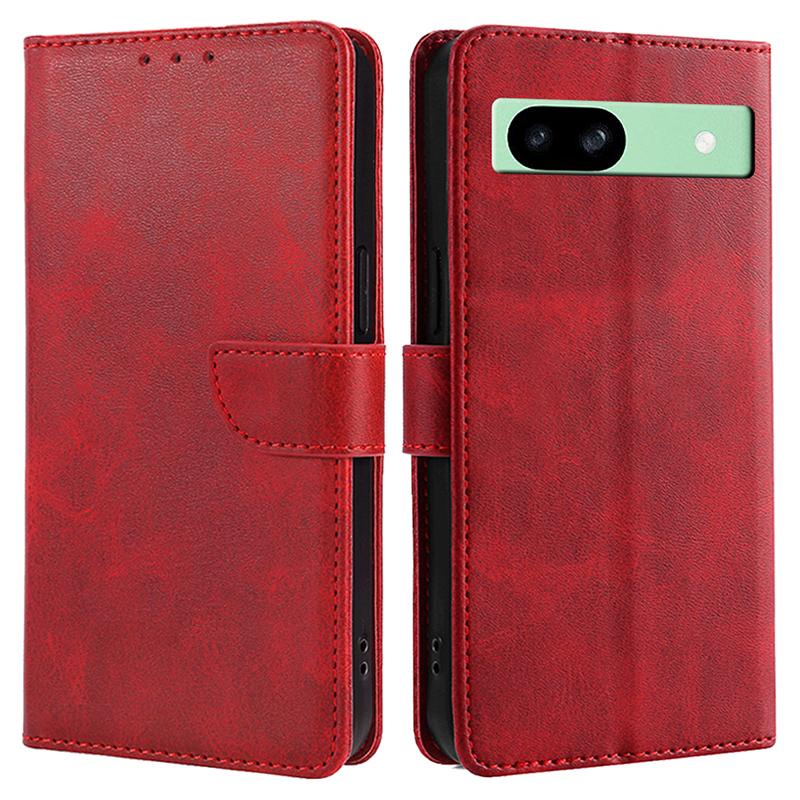 For Google Pixel 8a Case Calf Texture PU Leather Wallet Phone Cover with Magnetic Clasp