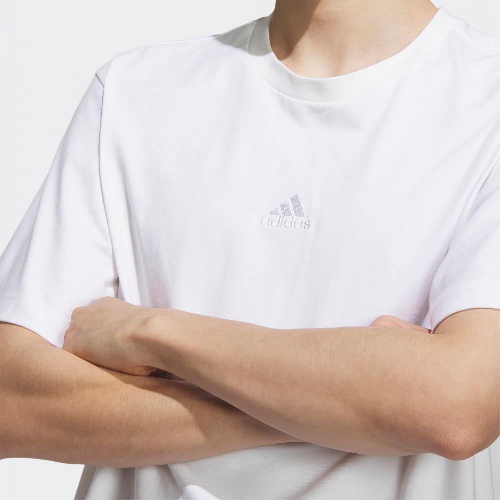 Adidas Solid Color Logo Embroidered Crew Neck Short Sleeve Drop Shoulder T-Shirt Men Tops White IA8130