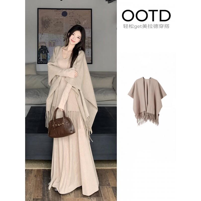Damen Strick V-Ausschnitt Langes Kleid Mit Passendem Schal Set - Schlanke Passform A-Linie Cardigan Rock Outfit Winter