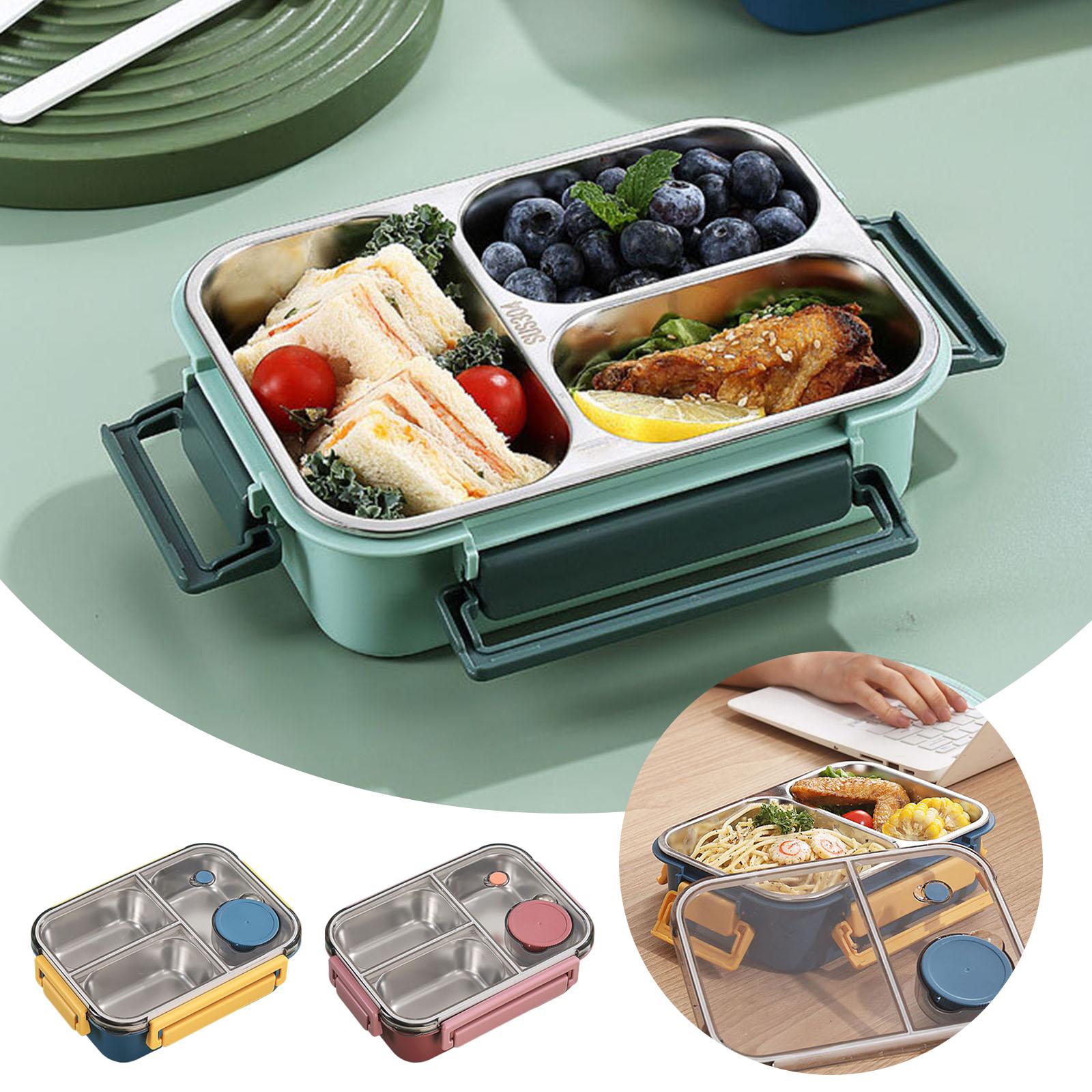 Tableware Lunch Box Stainless Steel Lunch Box For Adults Leak Proof Portable Lunch Box Container With 3 Storage Organizer For