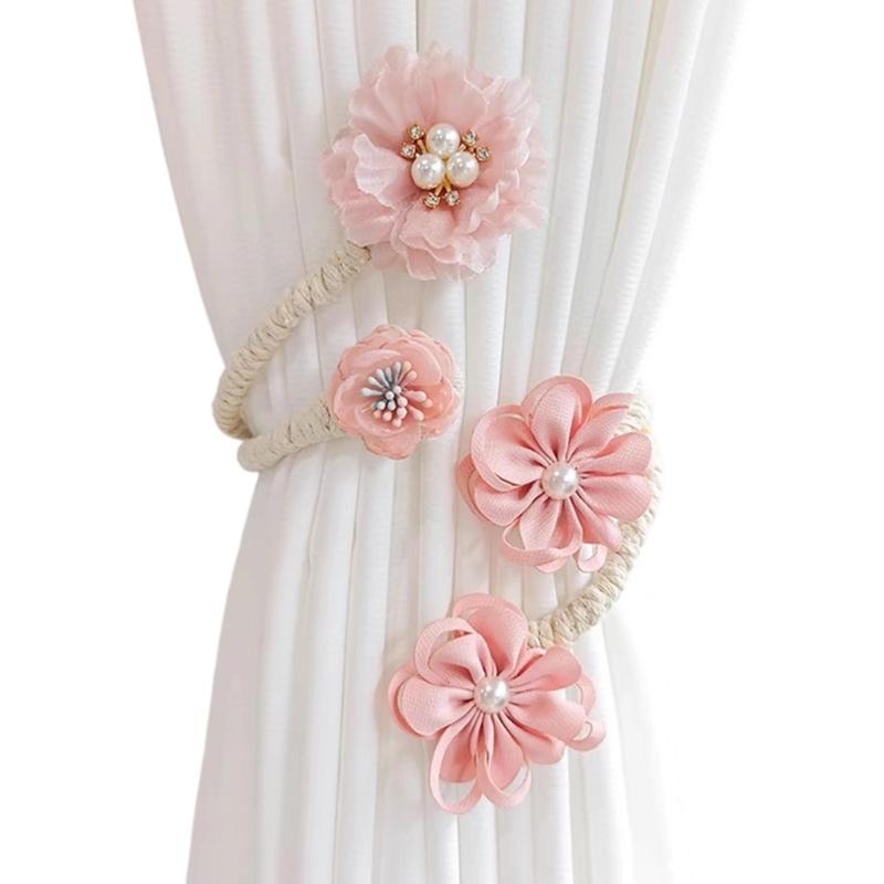 Fermaglio per Tenda a Fiore Fatto a Mano Elegante Decorativo Clip Fermatenda Fibbia Legaccio per Soggiorno e Camera da Letto