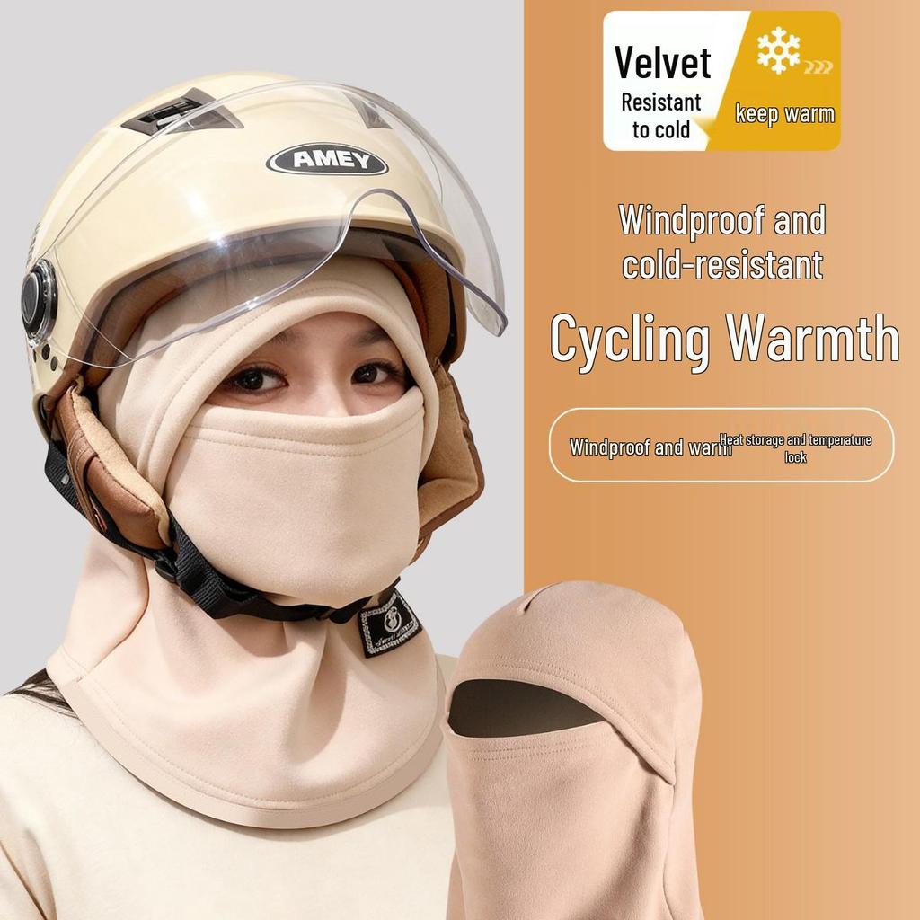 Winter Damen Fleece gefütterte Radmütze mit winddichter Gesichtsmaske