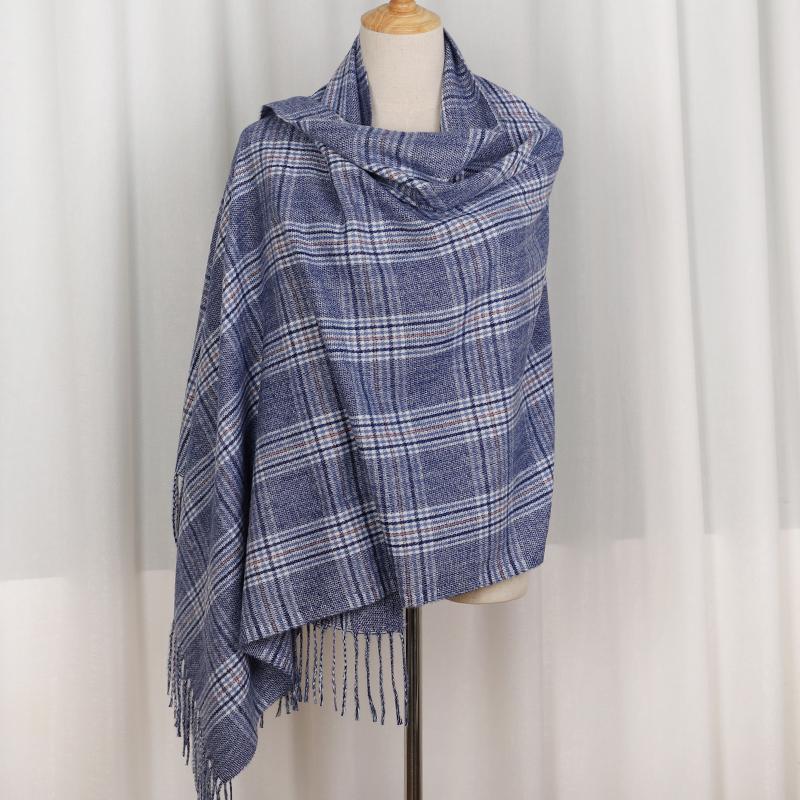 Winter Cashmere Plaid Scarf Design Women Warm Shawl Wraps Soft Pashmina Men Long Tassels Scarves Thick Blanket Foulard Bandana