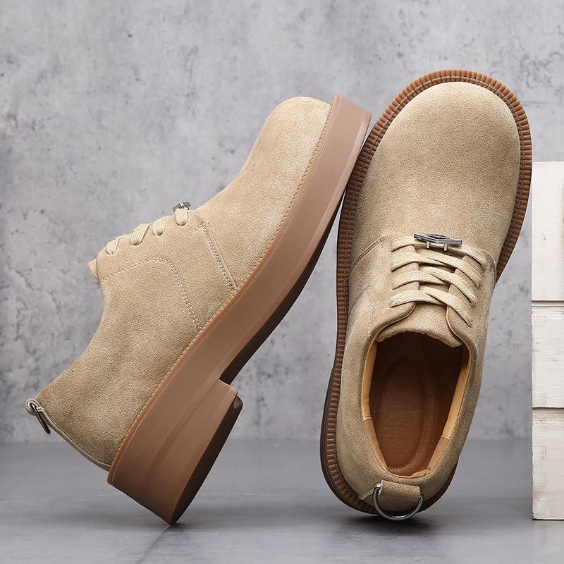 High mercerized flip fur Mickey Derby shoes men's rhubarb boots thick soles increase height casual tooling big head leather shoes tide