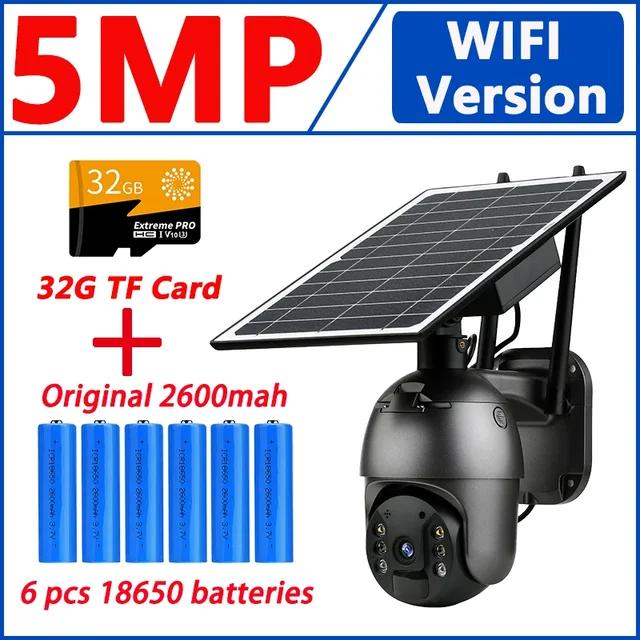 

4G SIM-карта спостереження Сонячна 5MP вбудована 6 батарея зовнішня IP PIR рух бездротова безпека PTZ камера лестощі