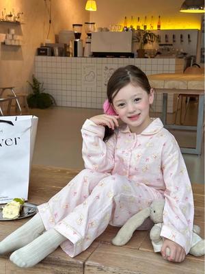 Mädchen-Pyjama-Set mit Cartoon-Motiven für Frühling/Herbst – Niedliches Langarmshirt und Hose für drinnen und draußen