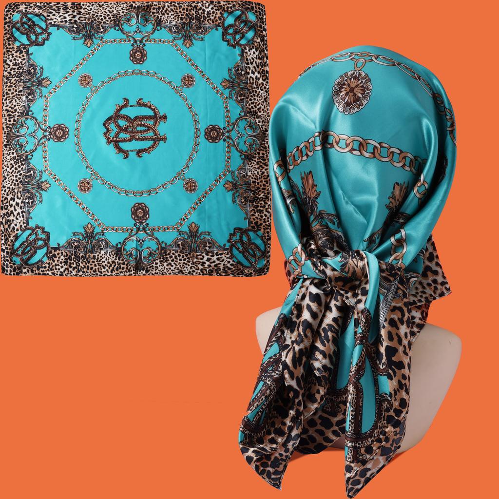 Women Custom  Scarf Printing Summer Square Satin Scarves Designer Square Silk Like Head Scarf for Hair Wrapping
