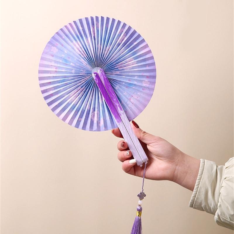 Round Magnetic Folding Hand Fan Compactly Coolings Fans For Outdoor Game Christmas Decorations Festival Performances