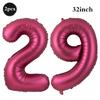 Giant 32 Inch Number Balloon Set Metallic Rose Red Foil Helium Balloon Kit DIY Happy Birthday Party Decor Kids Adult Anniversary