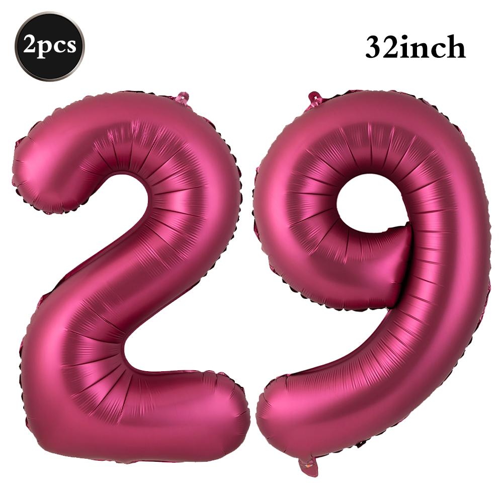 Giant 32 Inch Number Balloon Set Metallic Rose Red Foil Helium Balloon Kit DIY Happy Birthday Party Decor Kids Adult Anniversary