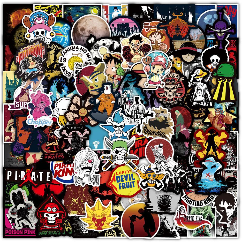 50/100pcs ONE PIECE Anime Stickers Cool Cartoon Decals Kid Toy DIY Stationery Suitcase Car Bike Waterproof Classic Manga Sticker