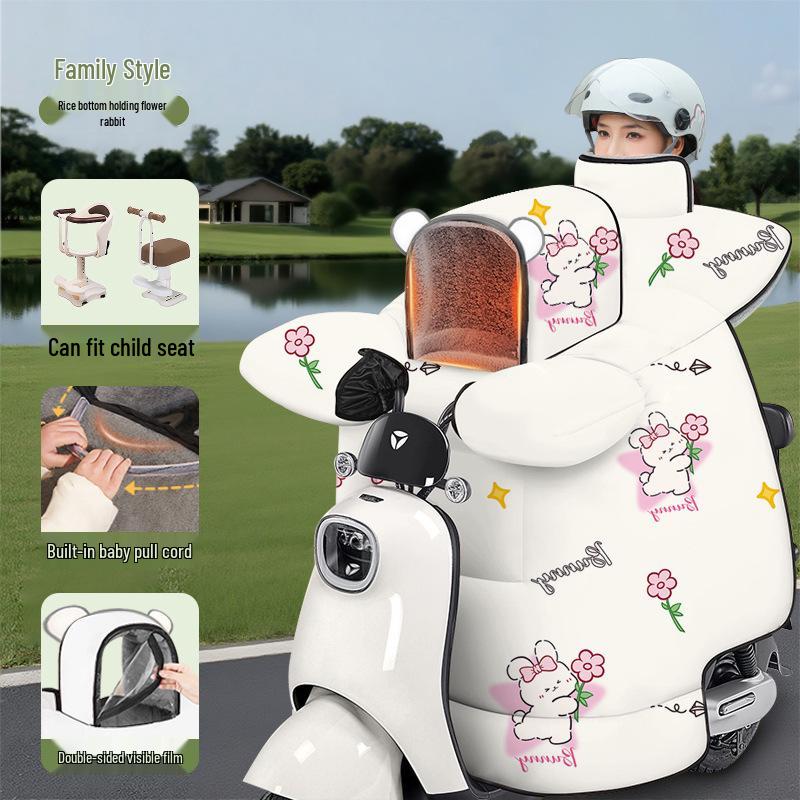 Thickened Windproof Winter Quilt for Electric Car & Motorcycle - Extra Large, Warm, and Coldproof Cover with Widened Shoulder Protection