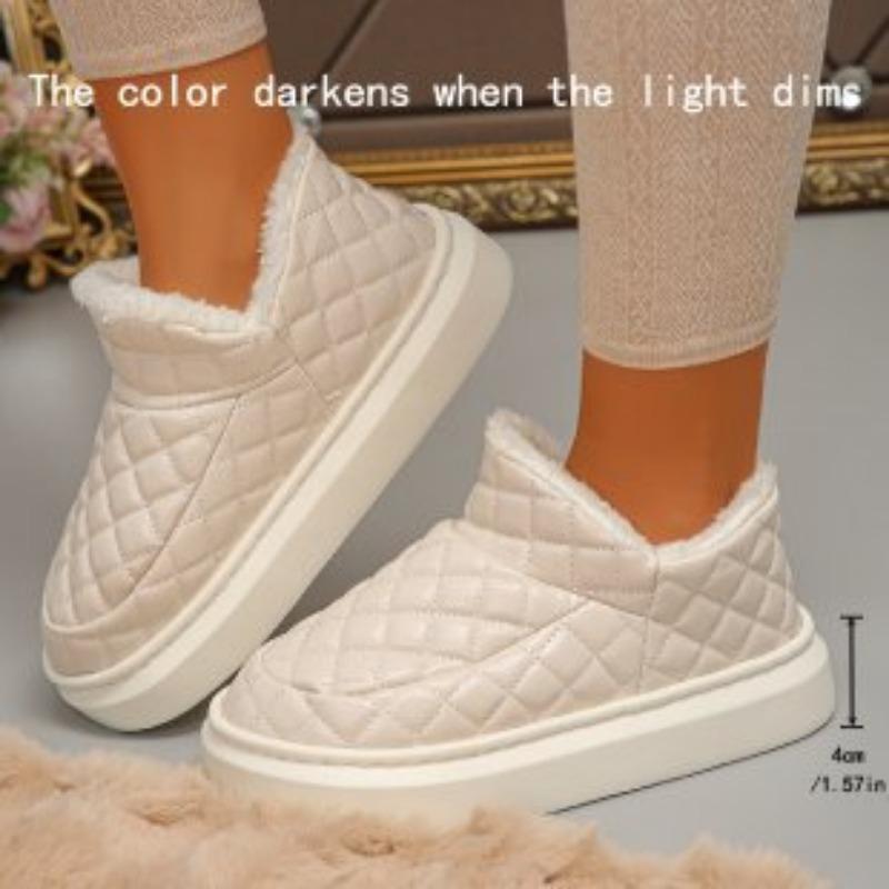 Thick-soled Snow Boots Women's Non-slip New Leather Waterproof Short Cotton Shoes Winter New Warm Velvet Thicker