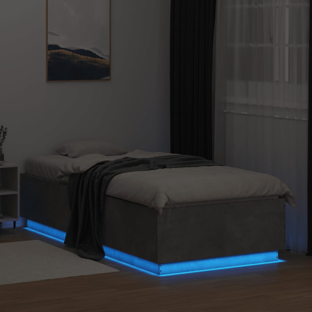 Vidaxl Rama Łóżka Z Led, Szarość Betonu, 100X200 Cm