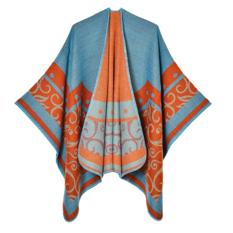 New women's shawl Yunnan travel photo wear cloak retro imitation cashmere split shawl