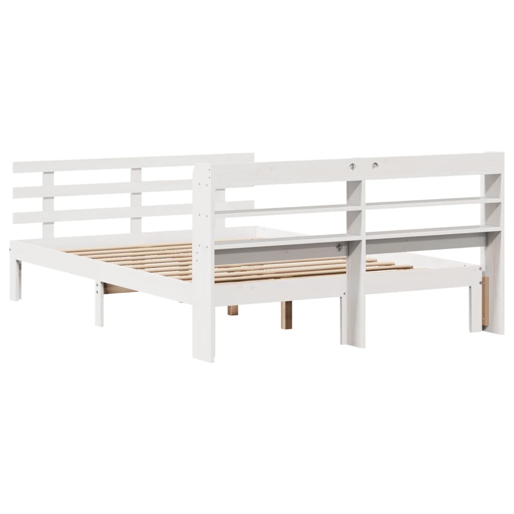 Bed Frame with Headboard without Mattress White 150 x 200 cm