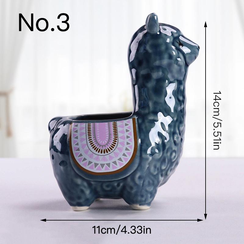 Cute Alpaca Flower Pot Succulent Pot Ceramic Planter Home Decor Indoor Decoration Desktop Ornaments Bonsai Plant Pot