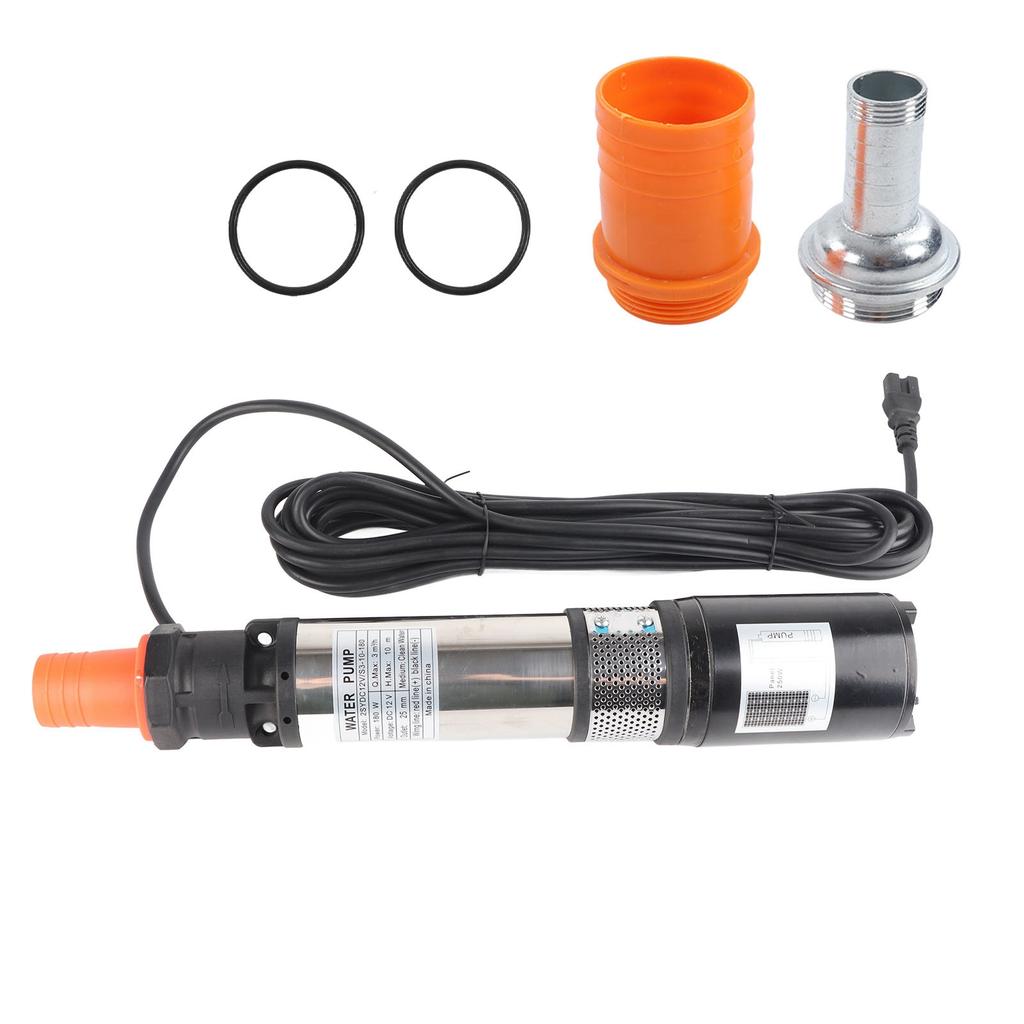 DC 12V Solar Water Pump Copper Wire Motor High Lift Stainless Steel Submersible Well Pump 180W