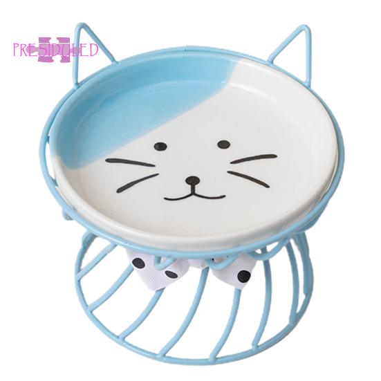Ciotola per cibo per gatti rialzata, grande capacità, anti-vomito, ciotola in ceramica con staffa - Prodotti per animali domestici