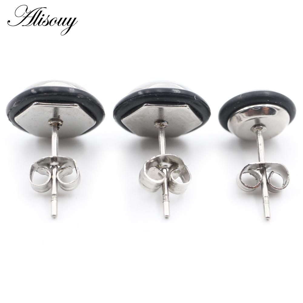 Alisouy 2 STÜCKE Edelstahl Kreuz Sechseck Kegel Spike Quadratisch Rund Ohrstecker Ohrringe Tragus Piercing Fake Taper Für Männer Frauen