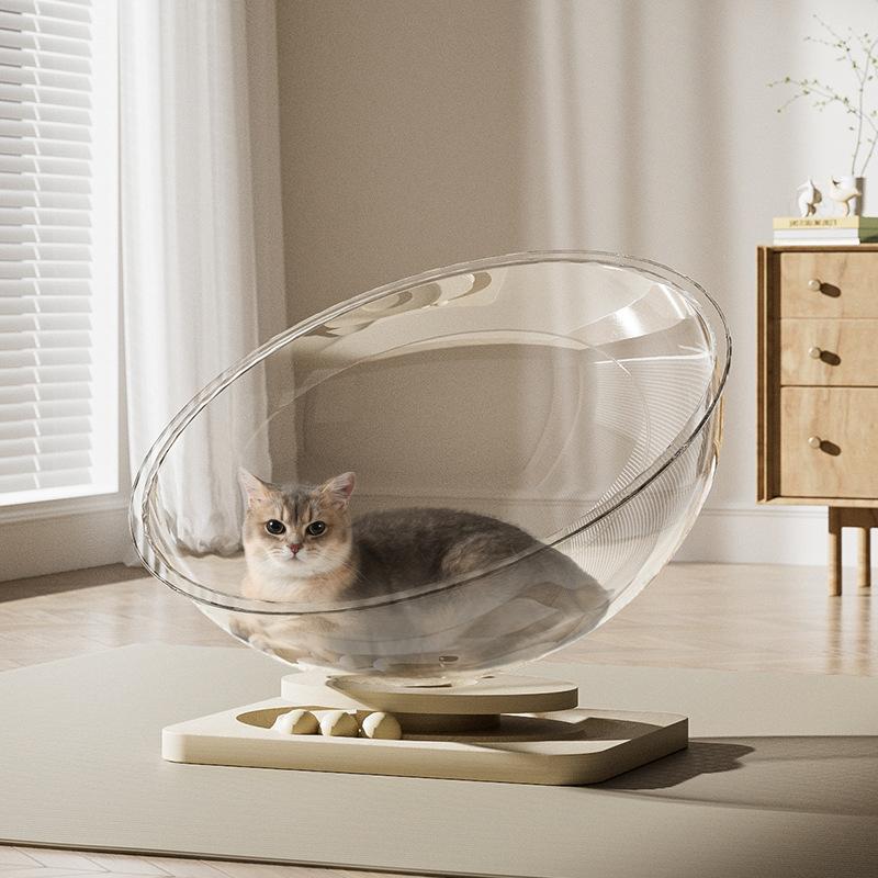 Space Capsule Cat Bed 4 Seasons Winter Warm Rotating Cat Toy Pet Supplies