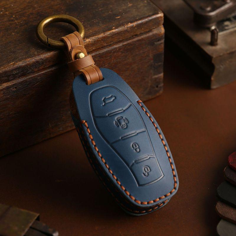 Leather Car Remote Key Cover Case Holder Shell Bag Fob Keyring Chain For Hongqi New H5 H6 EH7 H9 HS3 HS5 HS7 PHEV E-HS9 HQ9 2025