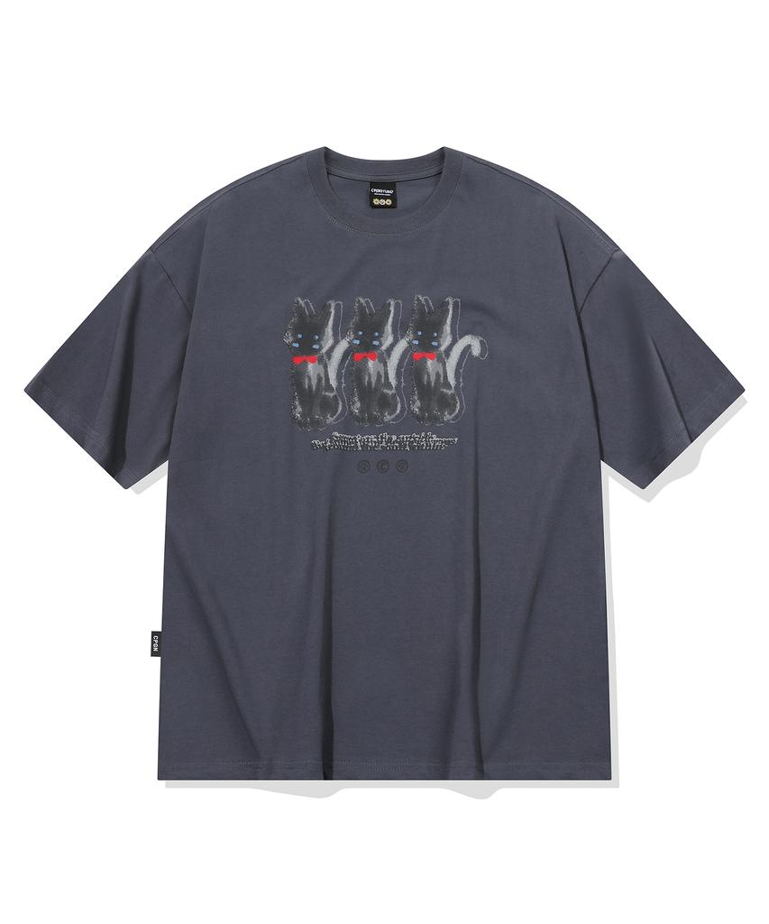CPGN STUDIO Ghosty Cats Charcoal Short Sleeve T-Shirt