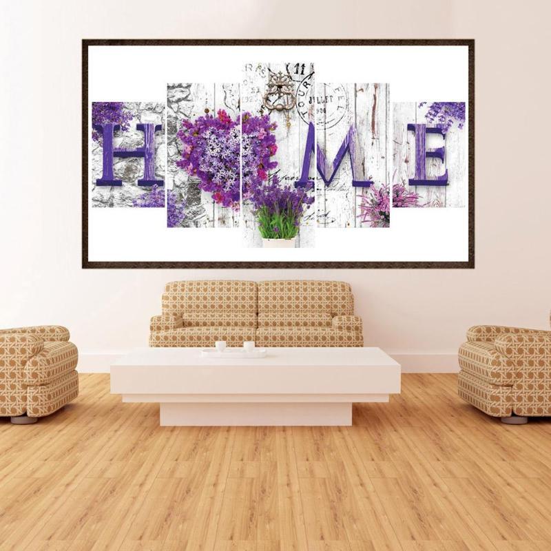 HUACAN namų gėlė 5D DIY Resplendent Rose 5D DIY Full Drill Diamond Painting 5 paveikslėlių derinys