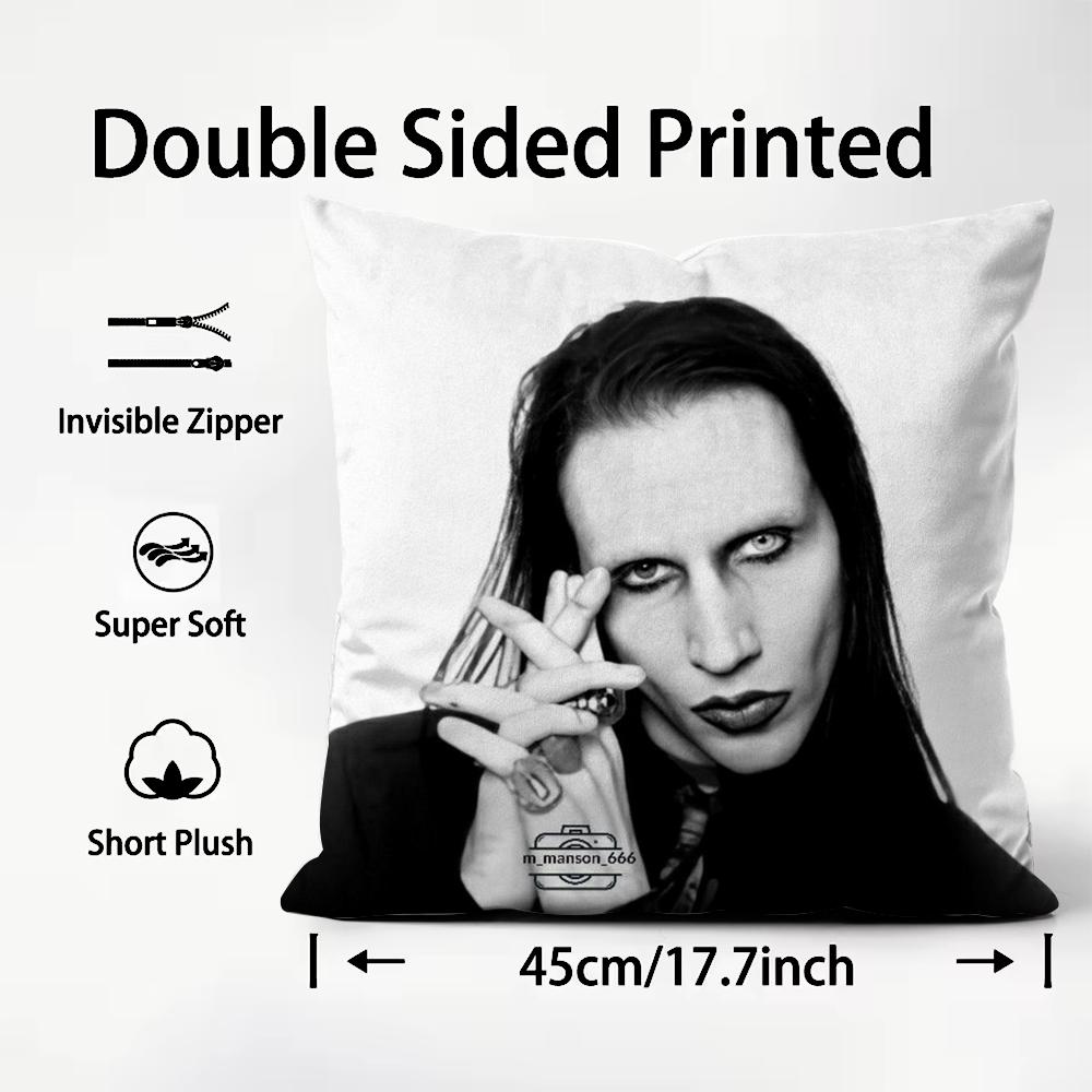 Singer MMarilyn MManson Cushion Cover Plush Fabric Soft DoubleSided Printed Sofa Warm Winter Home Child Gift Pillow Case