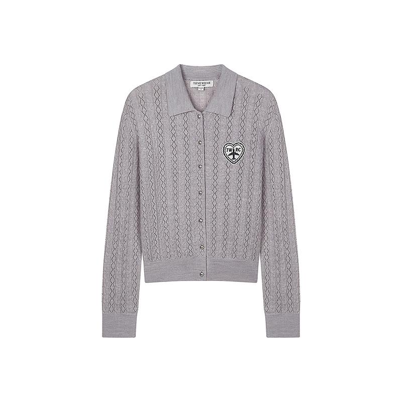 Teenie Weenie Women's Cable Knit Polo Collar Cardigan