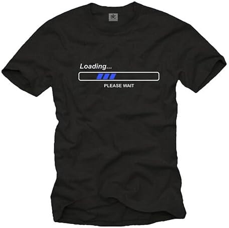 Nerd Men Shirt with Loading Please Wait Theory Short Sleeve Gamer TEE XS чёрный