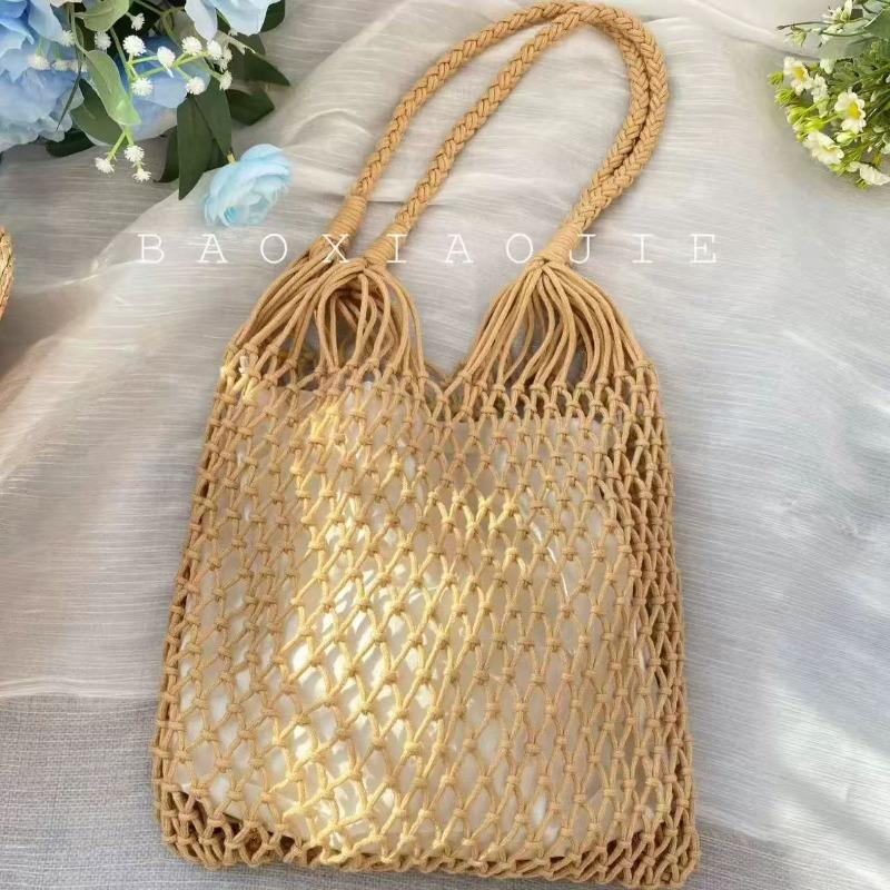 Ins Mori Series Hollow Fishing Net Bag Woven Bag Large Capacity Underarm Shoulder Bag Tote Bag Seaside Vacation Beach Bag