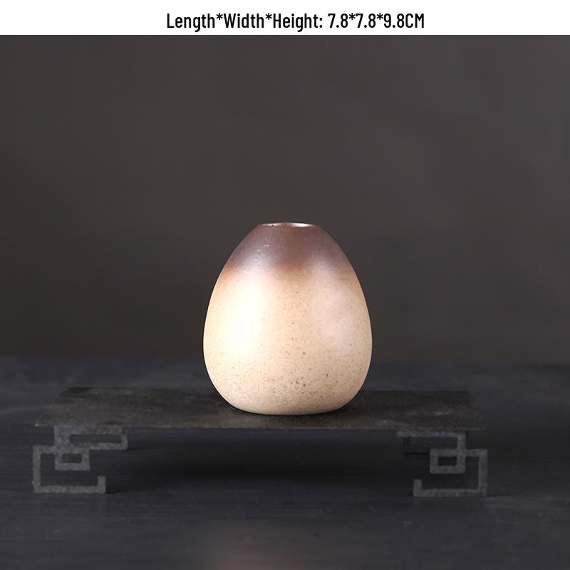 Zen Retro Ceramic Vase: Simple Antique Pottery for Dried Flowers, Small Table Ornament, or Hydroponic Plant Container for Living Room.