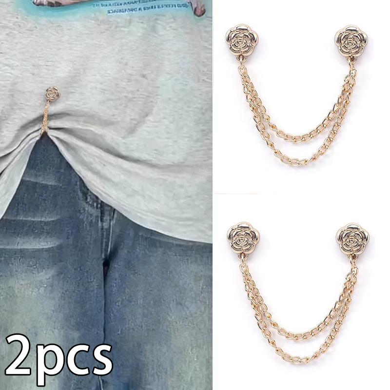 Latest Multi-Function Magnetic Clothing Buckle With Chain Metal Button Clip Clothes Scarf Trouser Legs Cuff Fixing Magnet Pin
