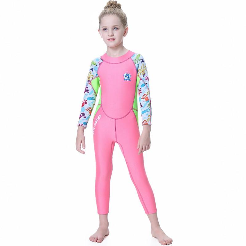 

Children s Warm Swimming Suit 2.5MM One-piece Diving Cold-proof Snorkeling Surfing Jellyfish R003 Long Sleeves XL розовый