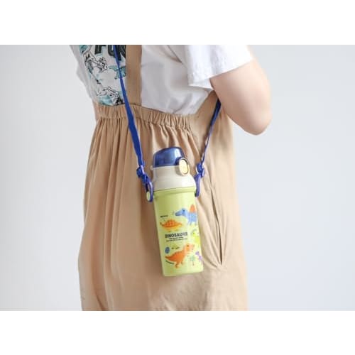 Skater Children's Water Bottle, 480ml, Direct Drinking, Plastic, One-Touch Operation, Dishwasher Safe, Made In Japan, Dinosaur Picture Book, Dinosaur