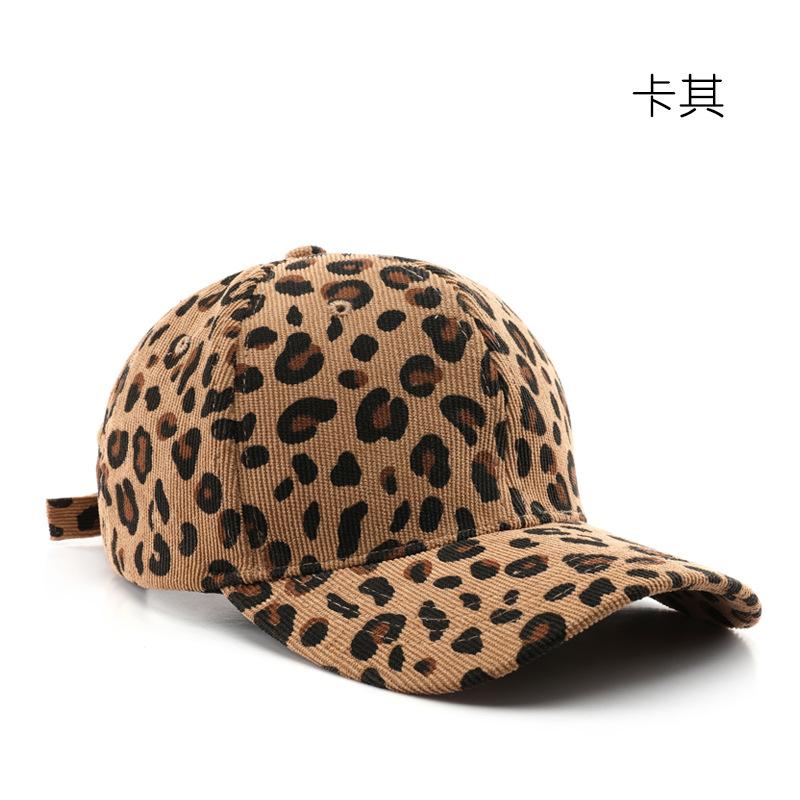 

Hat autumn and winter solid color corduroy leopard print cap outdoor warm cold sun shade baseball cap хаки