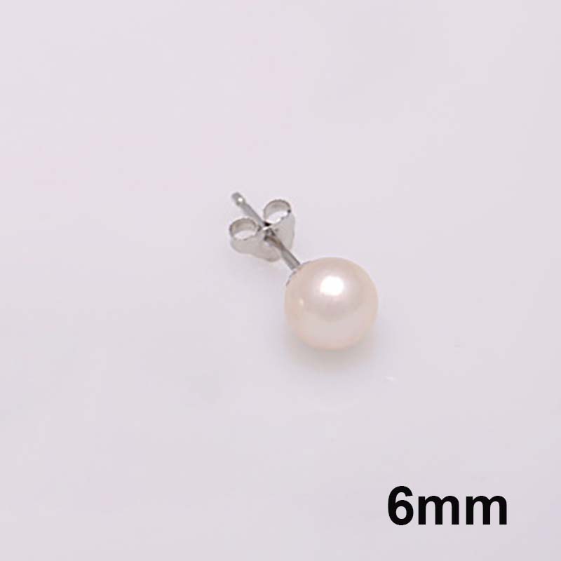

925 Sterling Silver Jewelry Natural Round Pearl Earrings Jewelry For Women 6-8-10mm Freshwater Simple Pearl earring Friend Gift