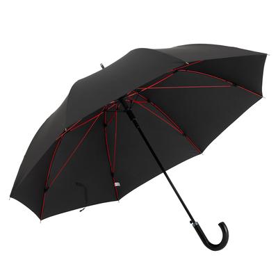 Großer 65cm Regenschirm Schwarz mit Rot 8 Perfekt für den Weg zur Arbeit und Modell Winddicht, Herrenschirm, Lang, Ein-Knopf-Schirm, Speichen, Kippsicher,