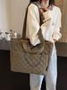 Large Diamond Lattice Cotton Padded Women's Tote – Autumn/Winter Casual Fashion Handbag