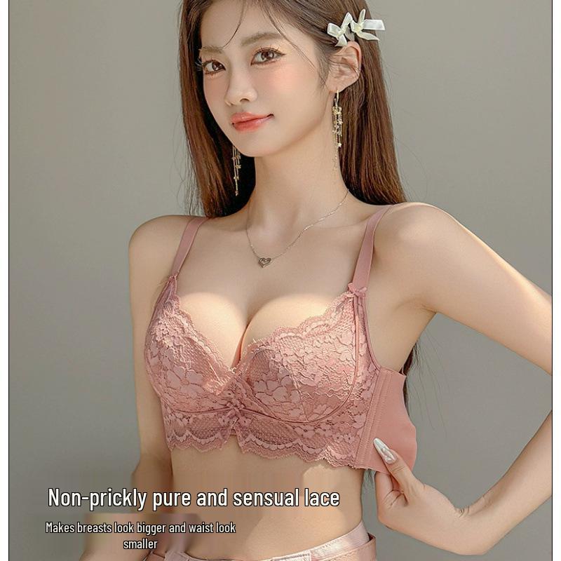 Enhancing Women's Small Chest Anti-Sag Lace Bra with Side Support & Adjustable Comfort